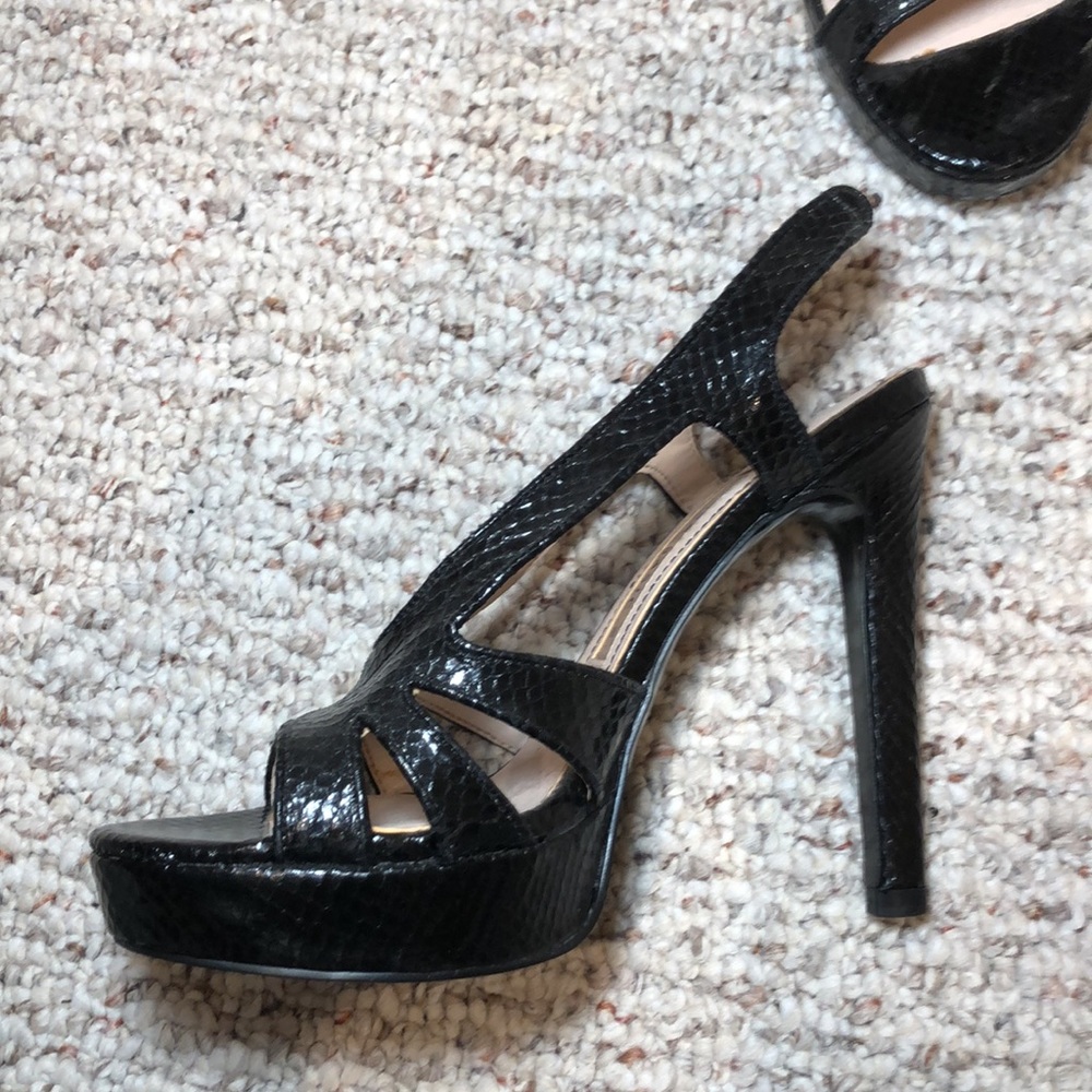 Zara Basic Black Snakeskin Heels - image 3